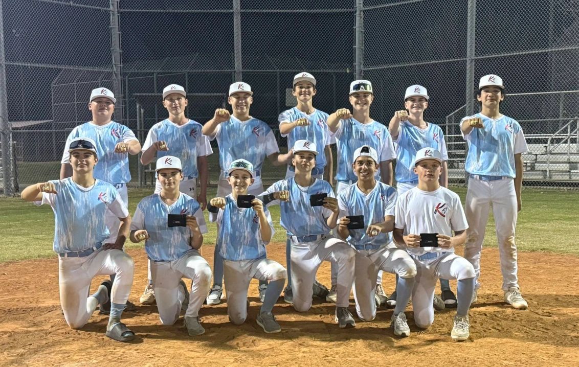 K4 14U baseball team, powered by Digiwrist, after their first championship in February 2026