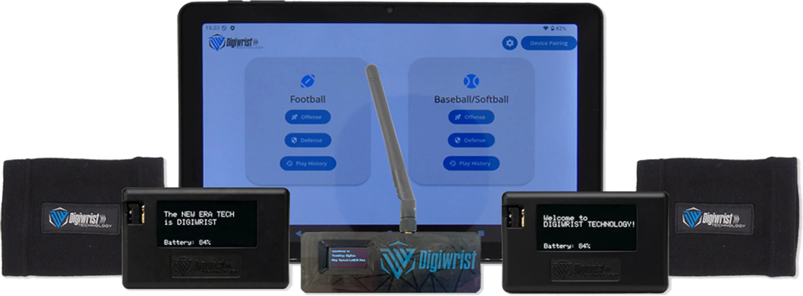 Digiwrist tablet, wristband and transmitter device set