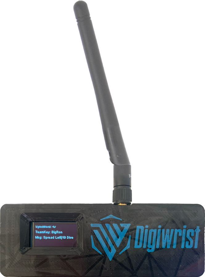 Digiwrist wireless play-calling hub with antenna